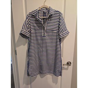 Hinson Wu Aileen Stripe Short Sleeve Mini Shirt Dress Blue/White M